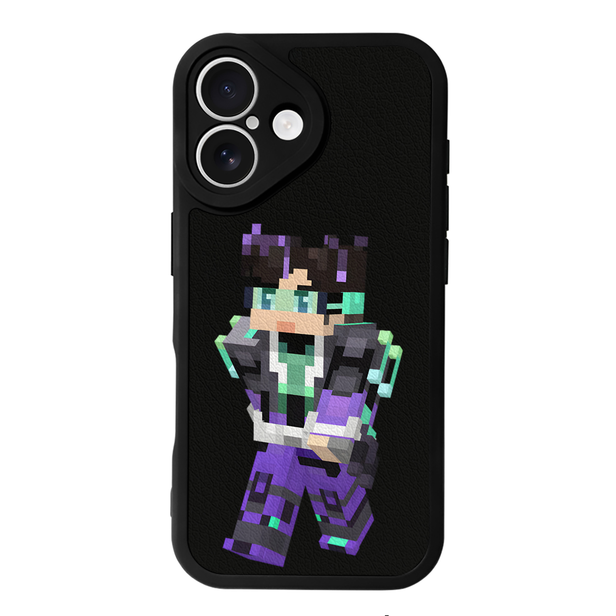 （画像用） マインクラフト ブロックの世界 Minecraft MC Block world 【iPhone 16シリーズ対応】シリコンスマホケース（レザー調） 材質：シリコン